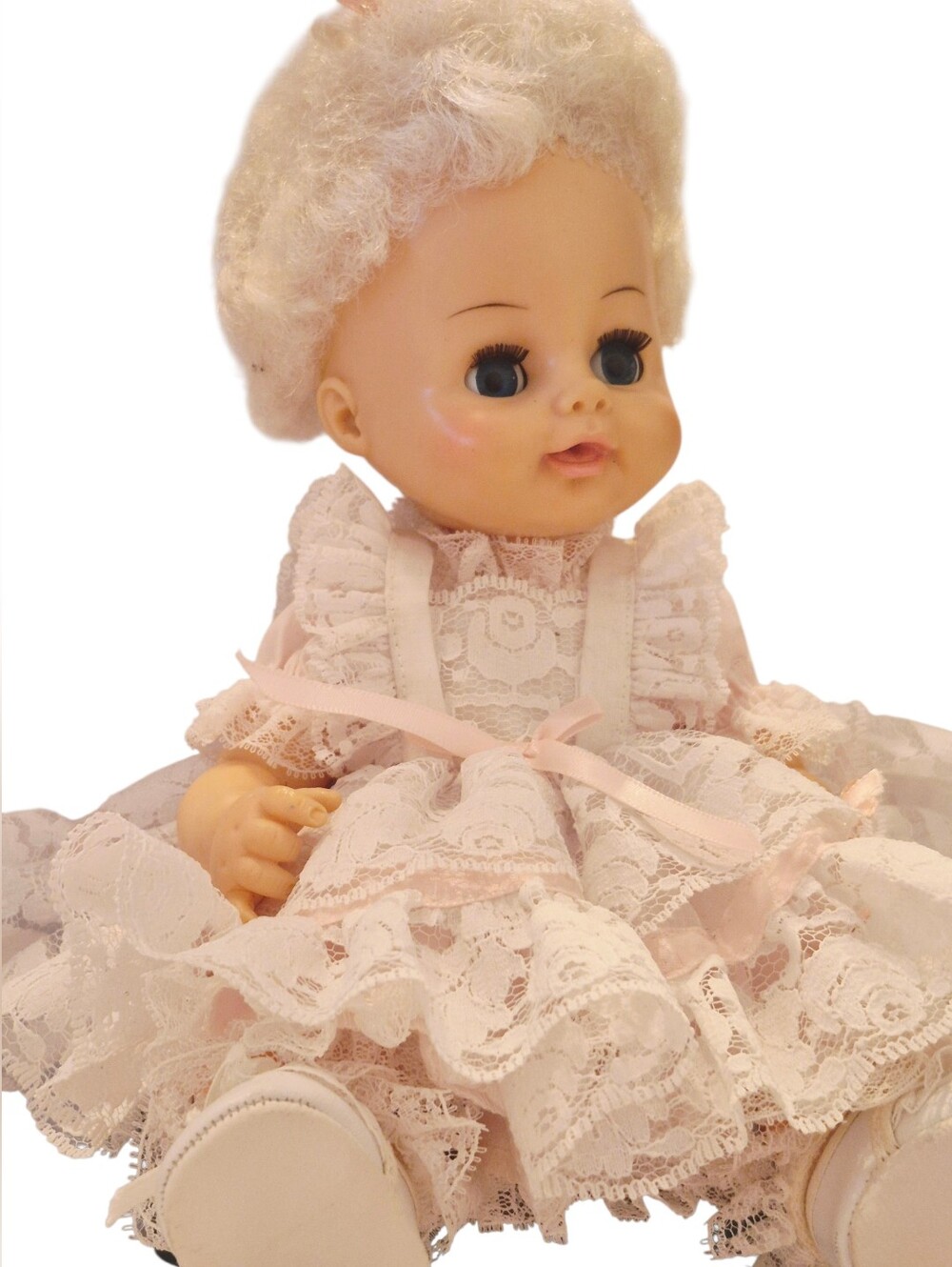Adorable VINTAGE 1964 Horsman 12” Lullabye Baby Doll Pull String Vintage Doll